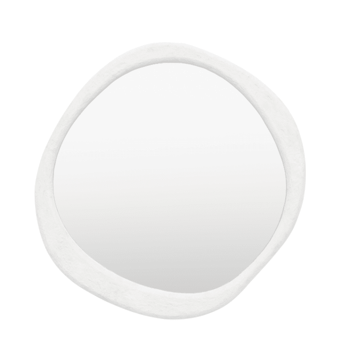 Amina White Concrete Effect Rounded Pebble Mirror Accessories