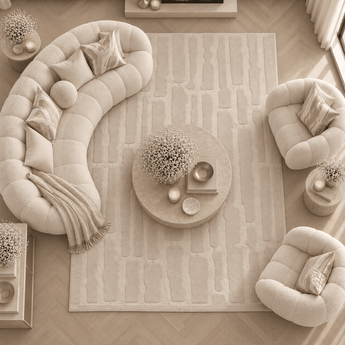 Amore Ivory Textured Abstract Rug Textiles