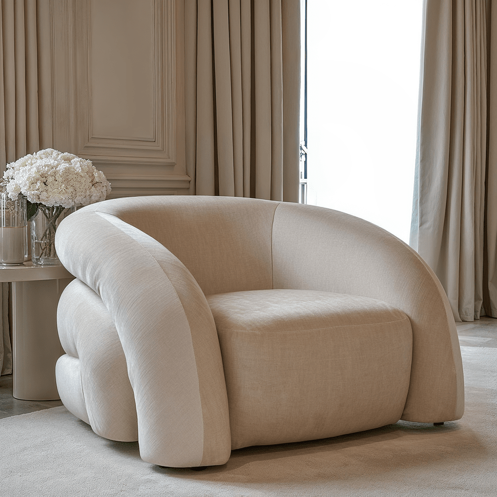 Amreli Curved Cream Snug Chair Furniture