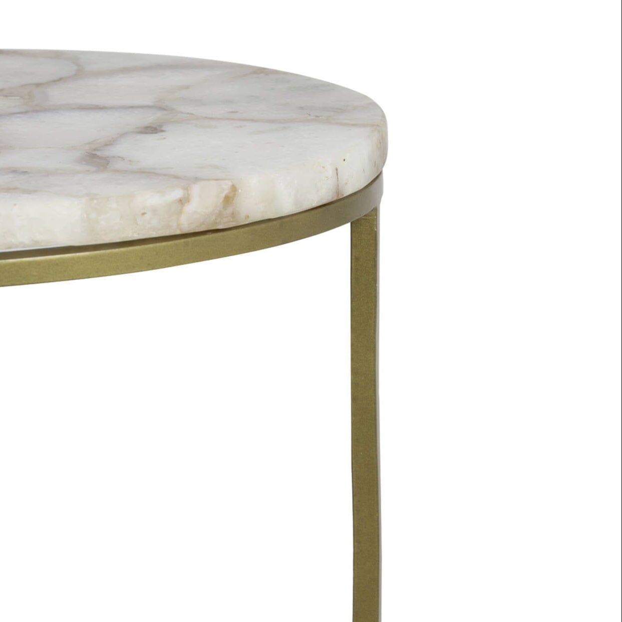 Anistoria Gold Nested Side Tables with Agate Top - Set of 2 Furniture