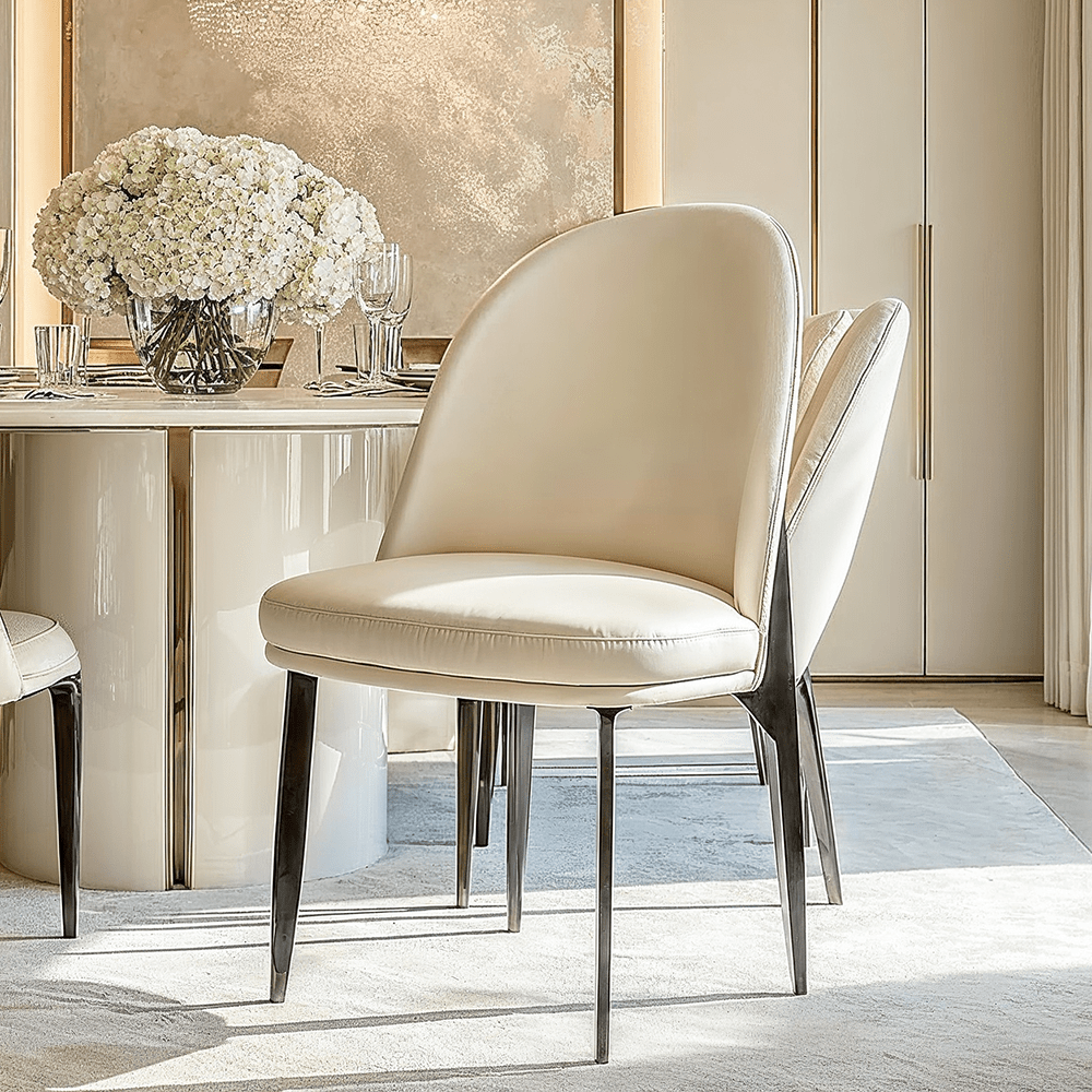 Apollonia Cream Leather & Black Dining Chair Furniture