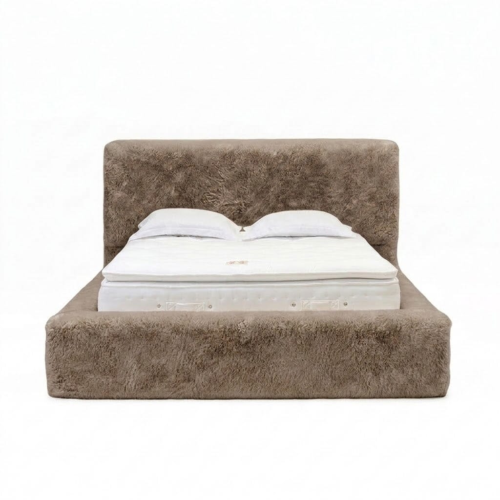 Arctic Luxury Pebble Chunky Faux Fur Bed Beds and Headboards