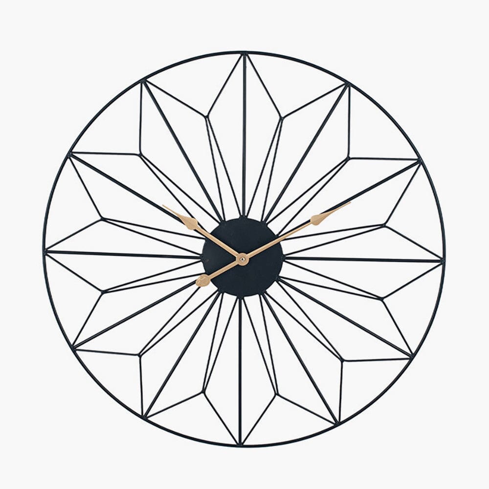 Aretta Black Geometric Wall Clock Accessories