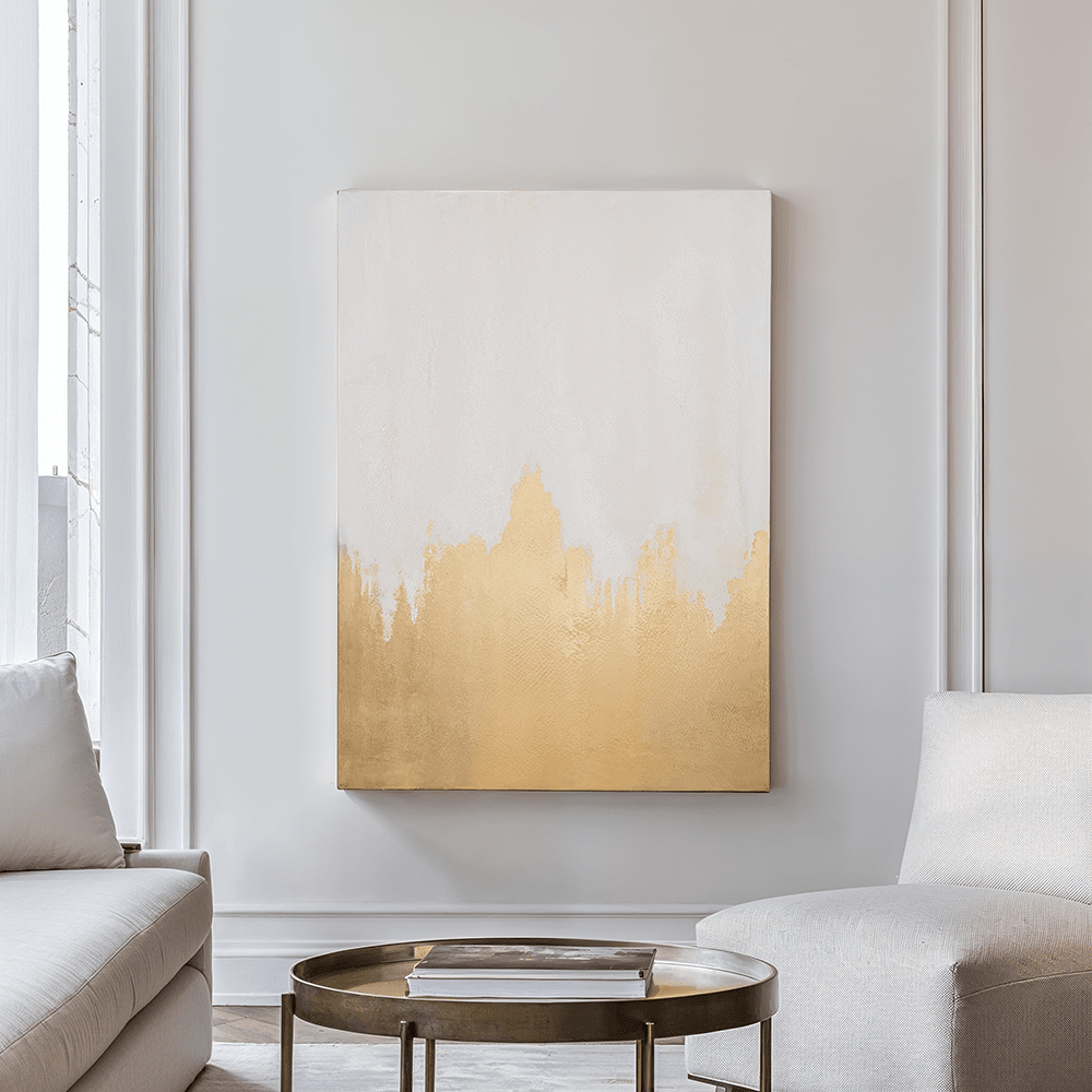 Aria White & Gold Abstract Frameless Canvas Wall Art Accessories