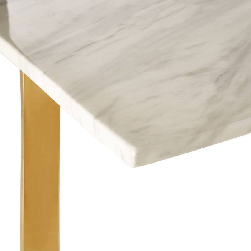 Arnie Gold Rectangular Dining Table with Marble Top Furniture