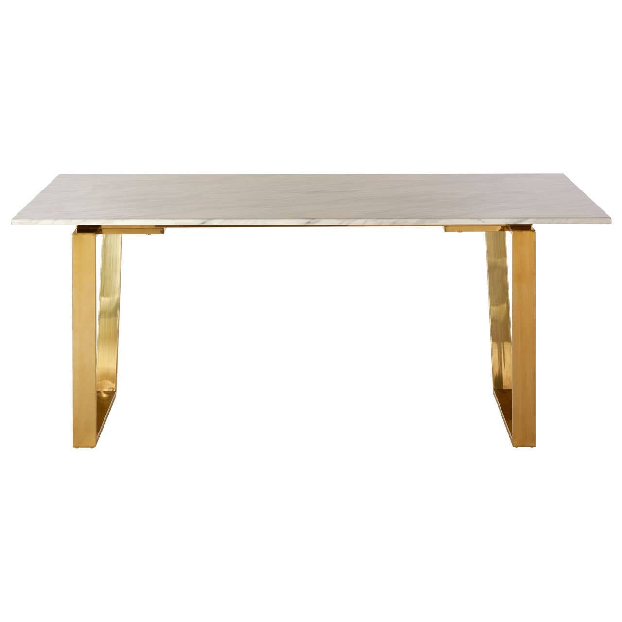 Arnie Gold Rectangular Dining Table with Marble Top Furniture