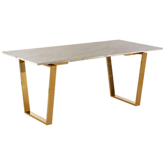 Arnie Gold Rectangular Dining Table with Marble Top Furniture