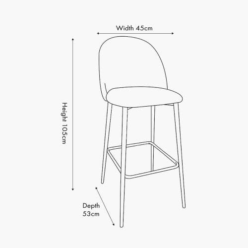Arte Cream Linen & Black Metal Bar Stool Furniture