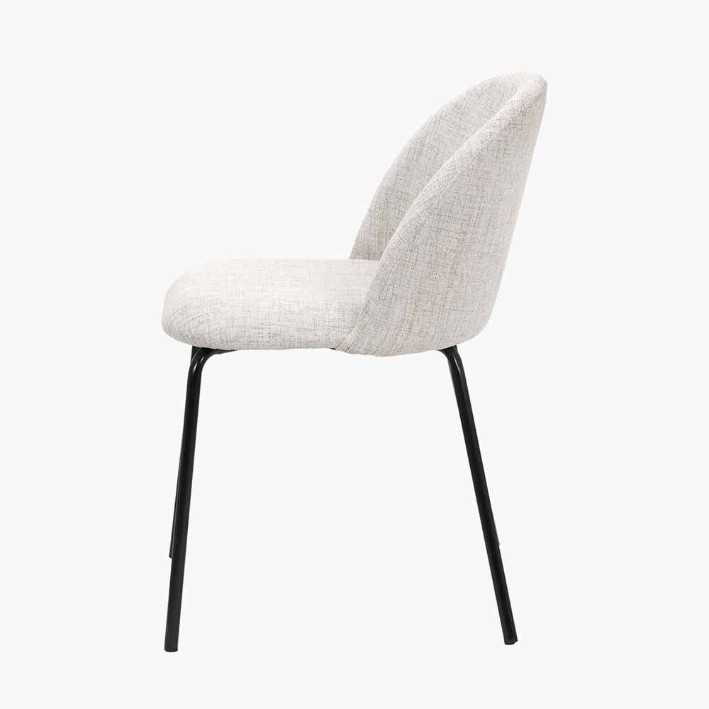 Arte Cream Linen & Black Metal Dining Chair Furniture