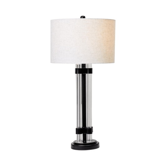 Ashford Black & Glass Table Lamp with Ivory Shade Lighting