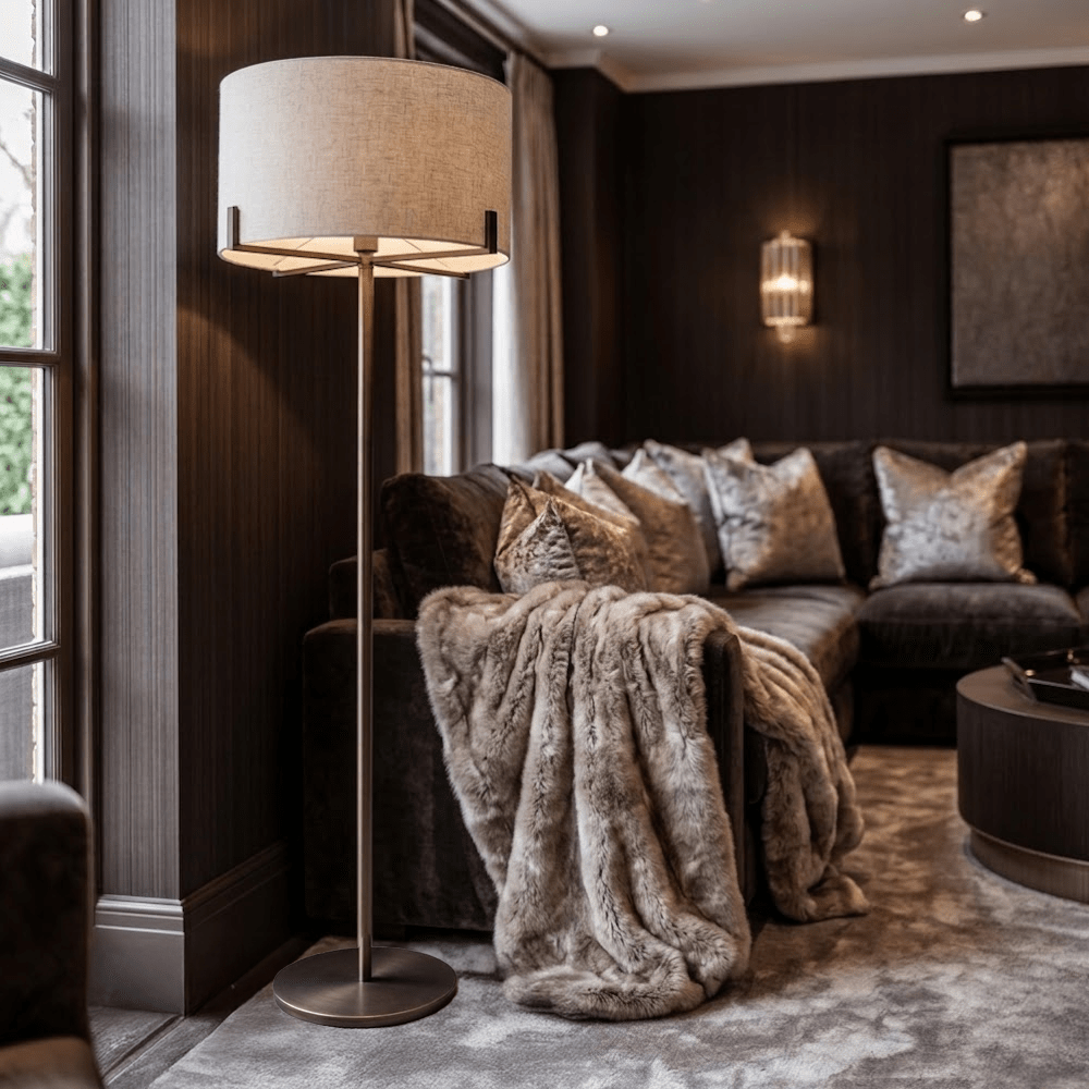 Ashford Bronze & Linen Floor Lamp Lighting
