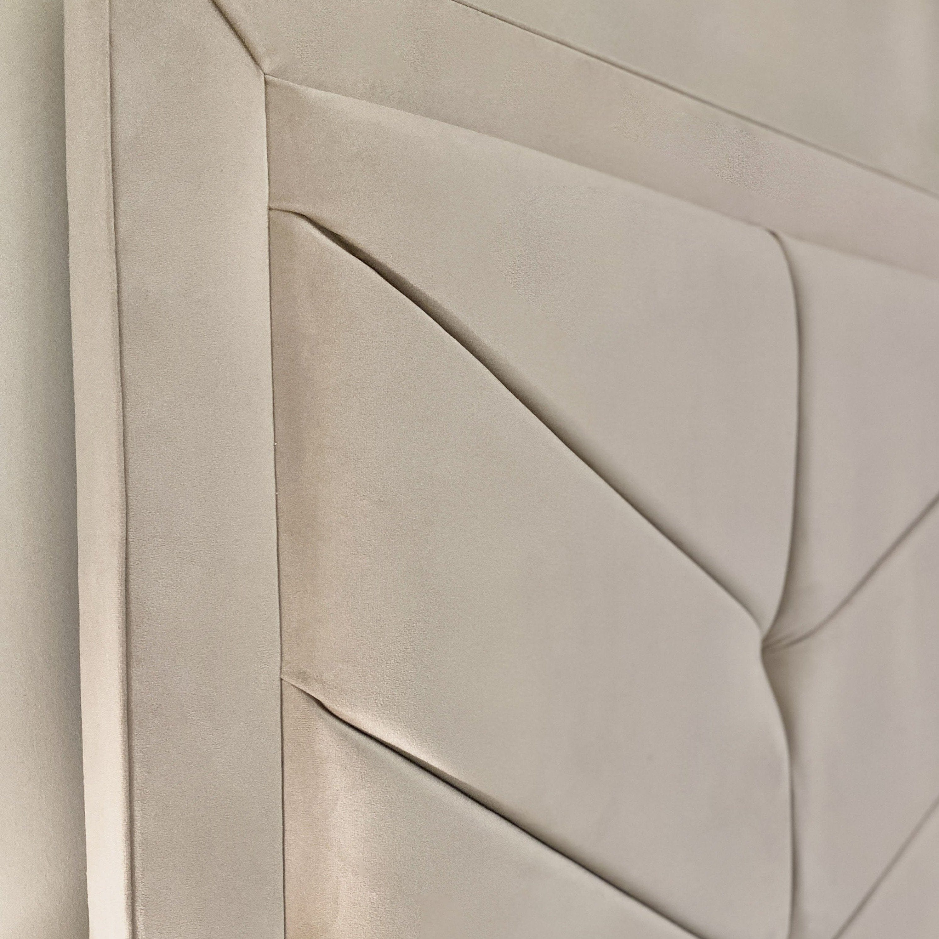 Ashton Vanilla Velvet Premium Chevron Ottoman Storage Bed Beds and Headboards