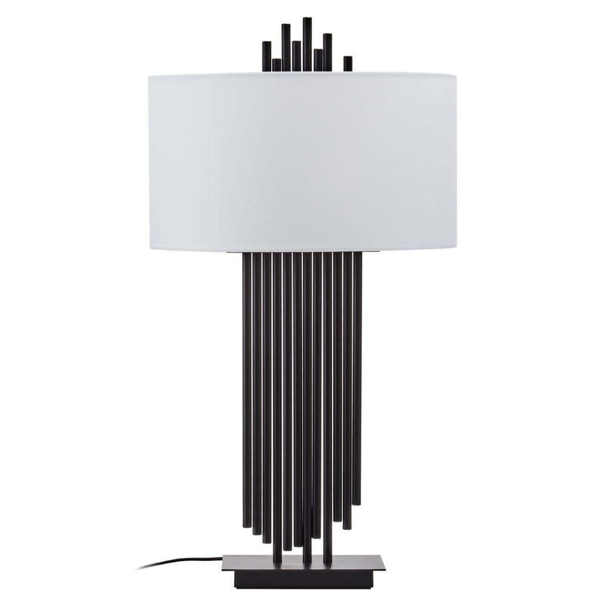 Atelier Tall Black Table Lamp with White Shade Lighting