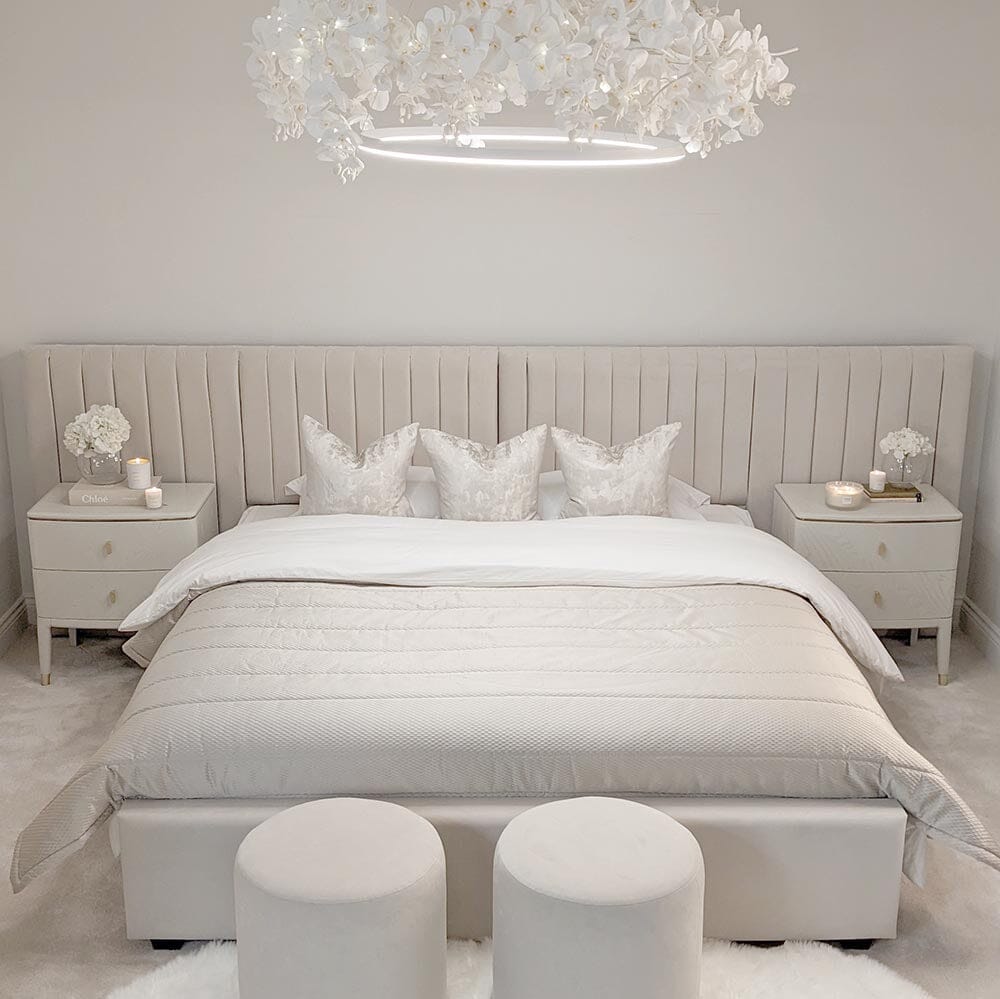 Atlantis Wide Floor Standing Headboard with Bed Base MTO Beds and Headboards