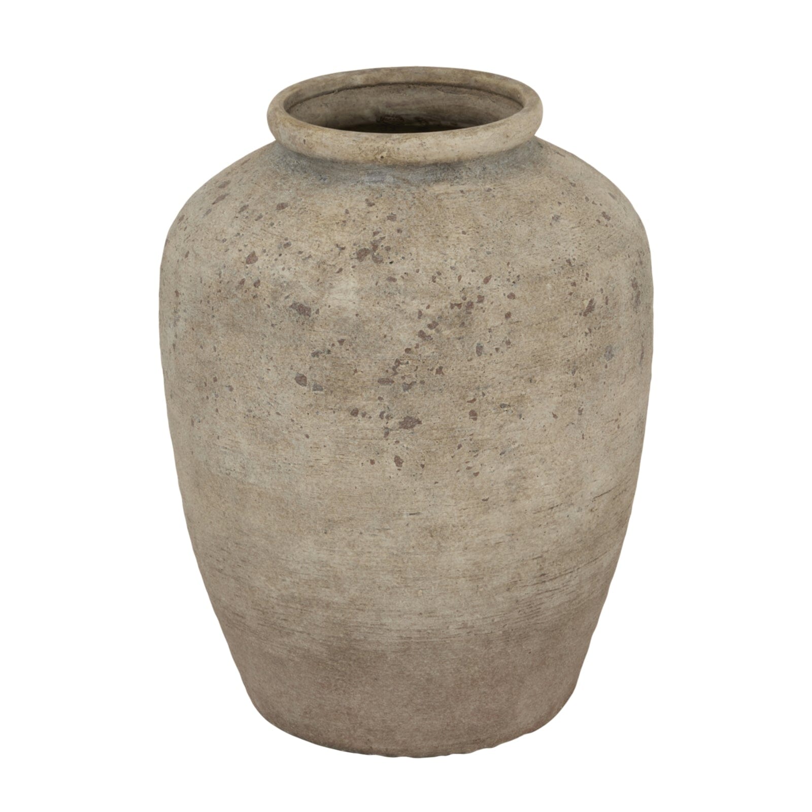 Aubine Large Taupe Distressed Stone Vase Accessories