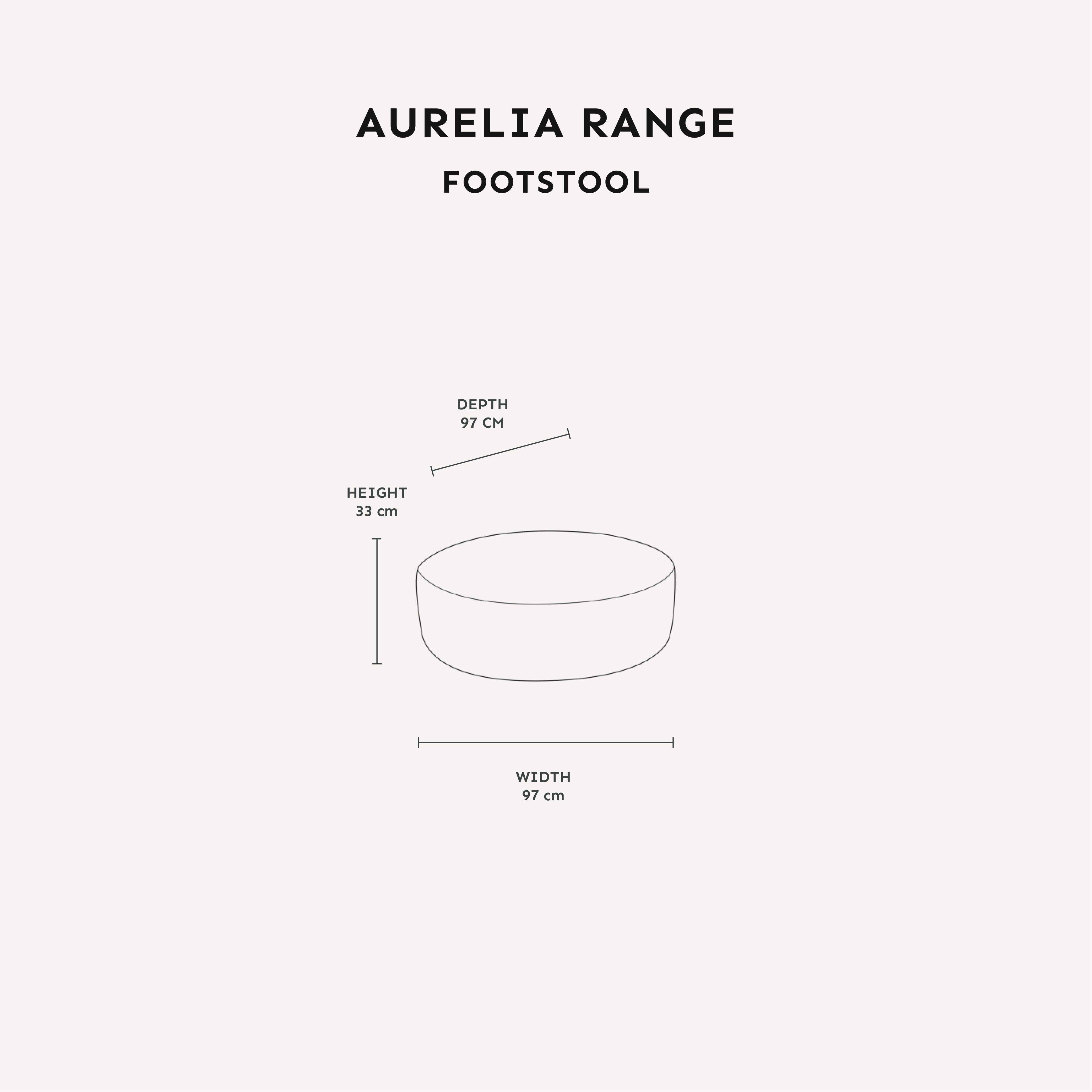 Aurelia Taupe Curved Patterned Footstool dimensions