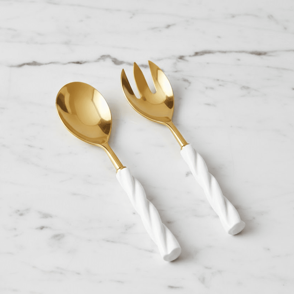 Austia Cream & Gold Salad Servers Accessories