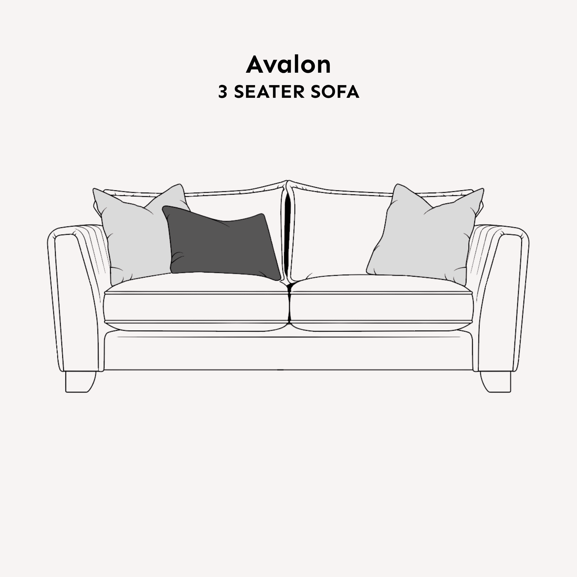 Avalon Neutral Velvet Sofa Range with Monochrome Accents 3 Seater