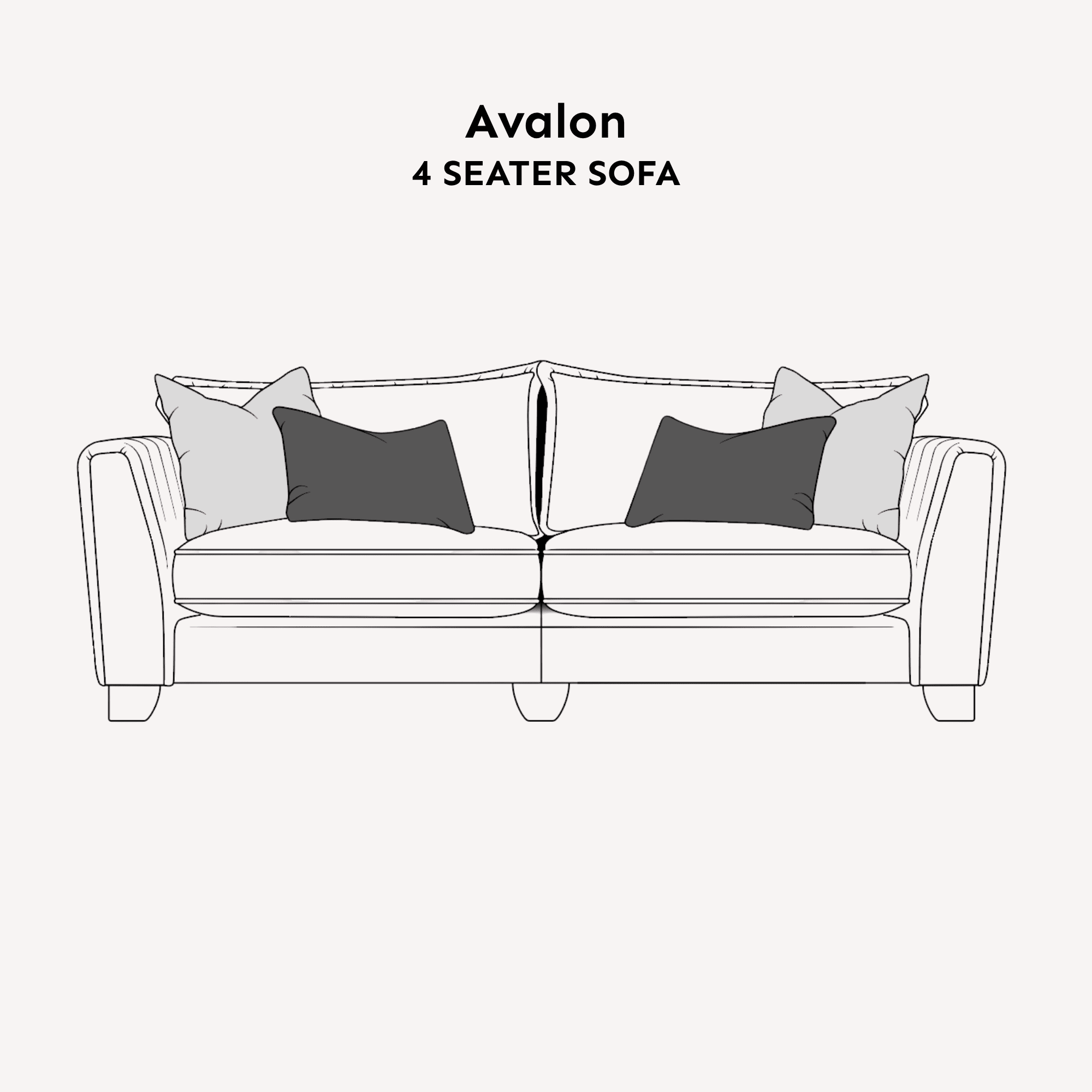 Avalon Neutral Velvet Sofa Range with Monochrome Accents 4 Seater