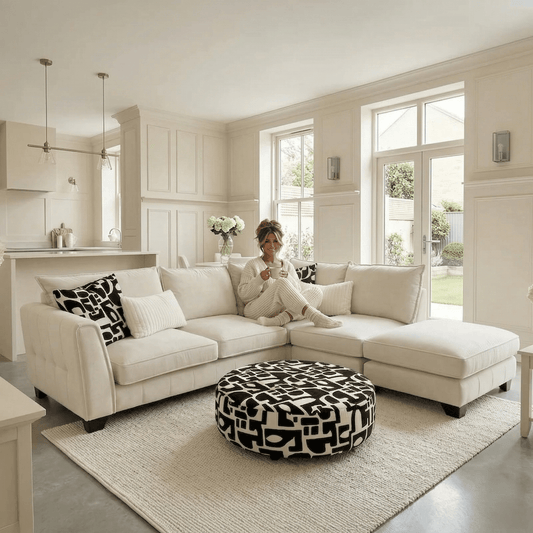 Avalon Neutral Velvet Sofa Range with Monochrome Accents