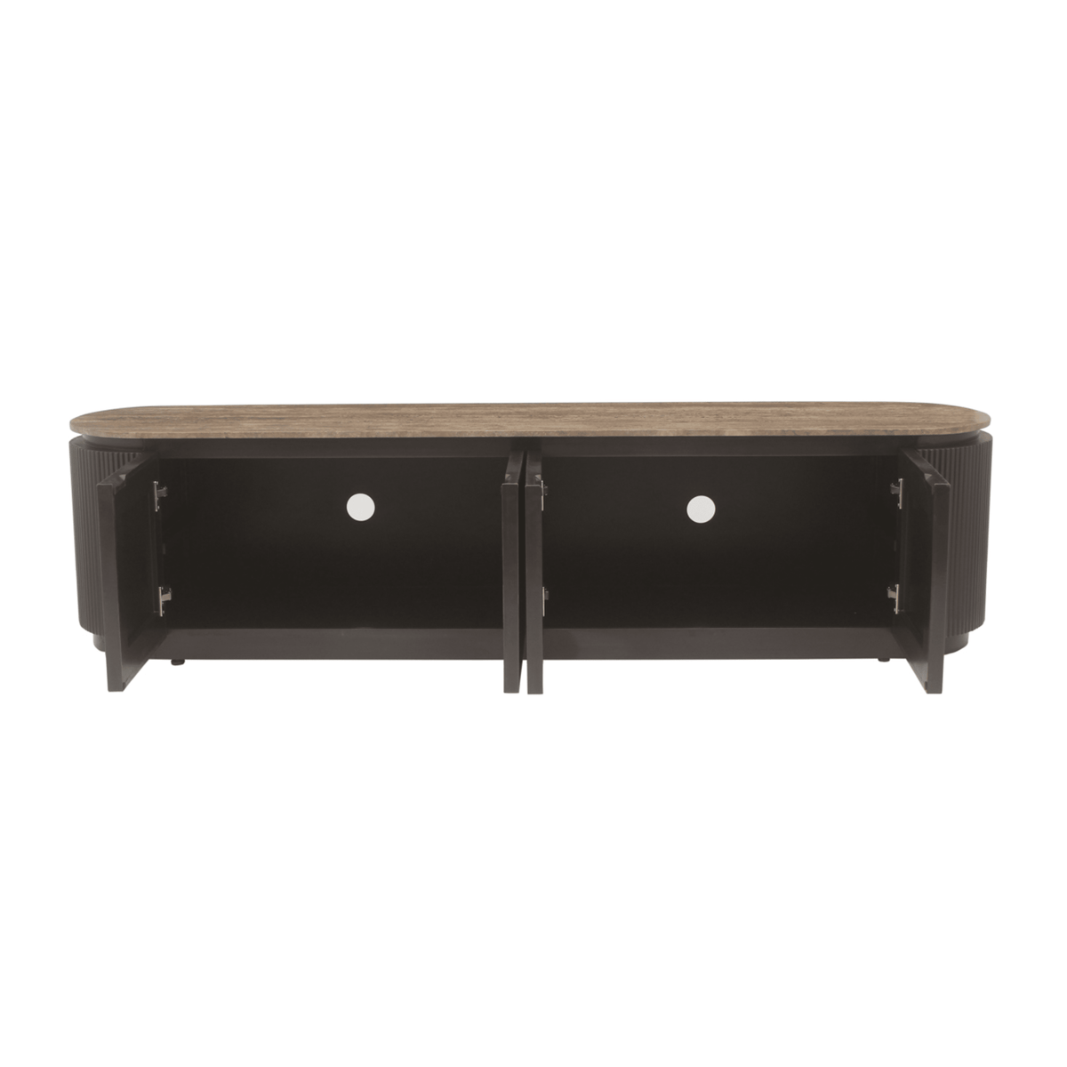 Aya Brown Ribbed Media Unit with Travertine Top Furniture