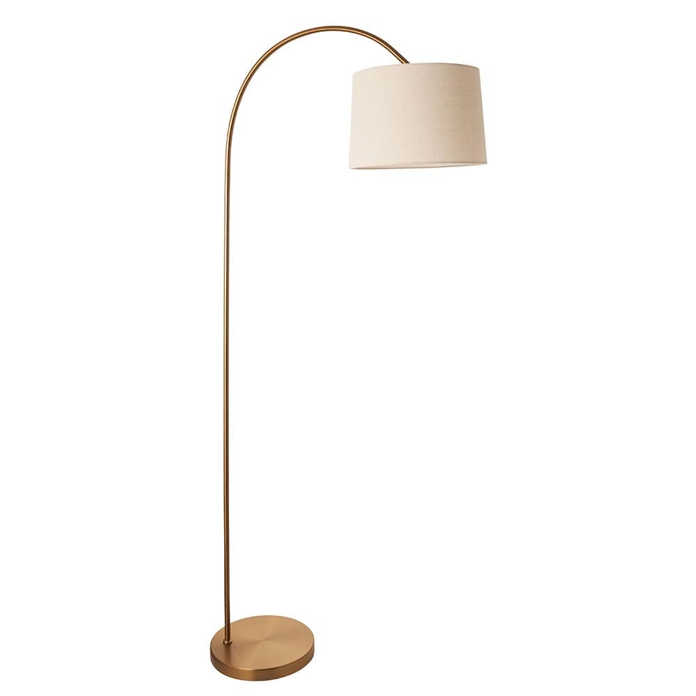 Azra Brass Floor Lamp with Neutral Shade Lighting