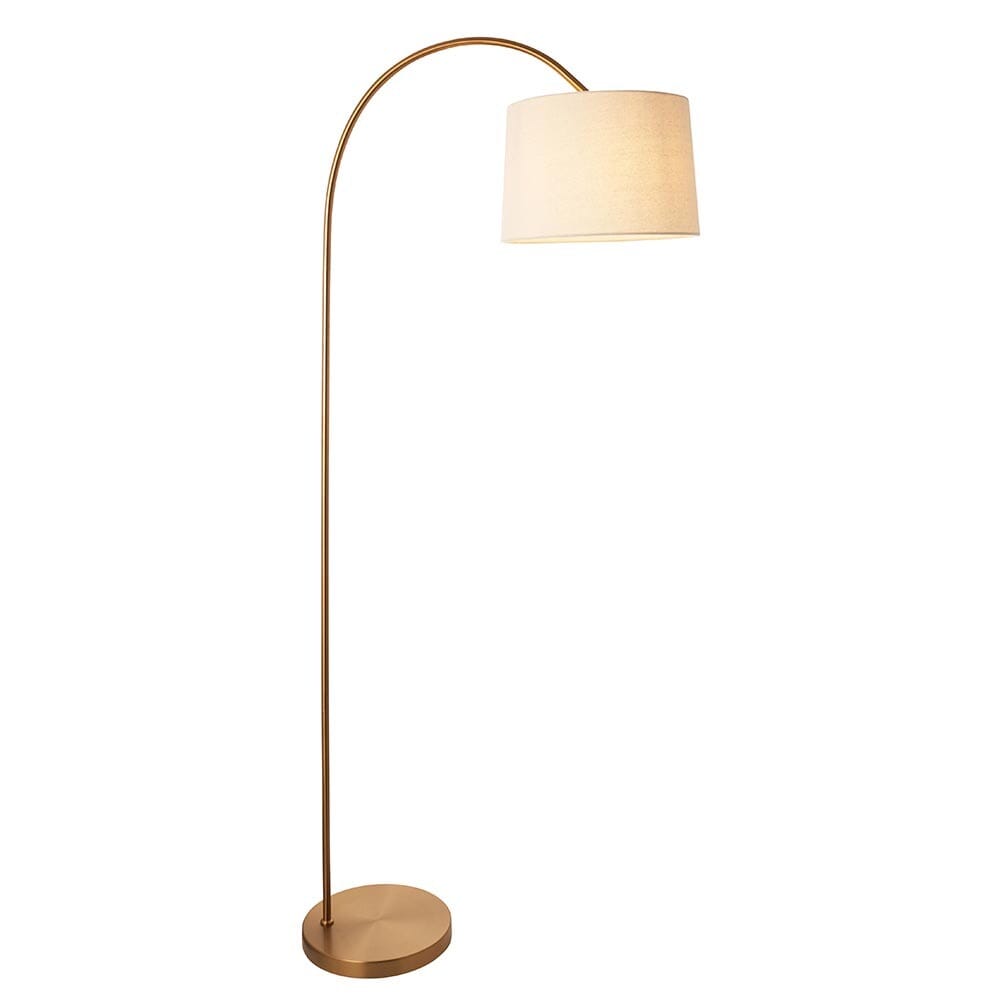 Azra Brass Floor Lamp with Neutral Shade Lighting