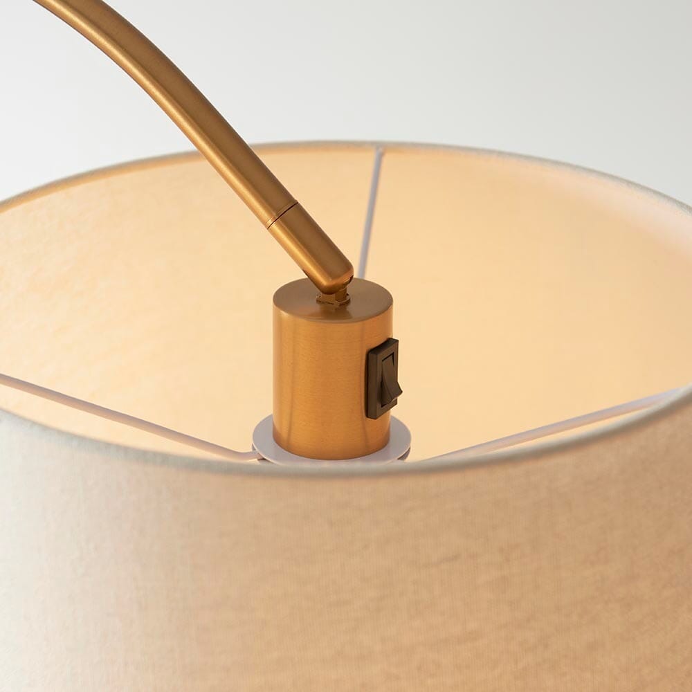 Azra Brass Floor Lamp with Neutral Shade Lighting
