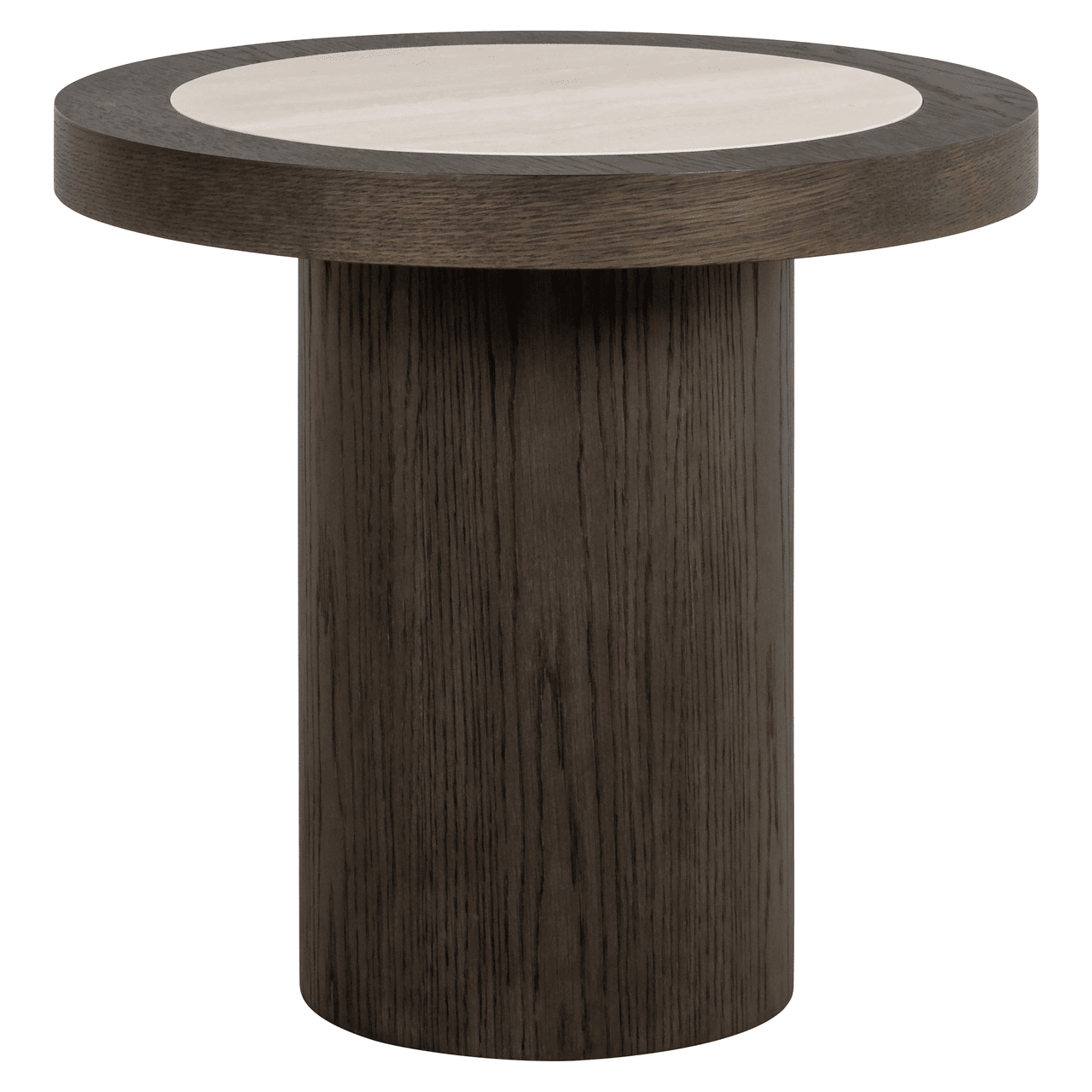 Balerno Deep Brown Wooden Side Table with Travertine Top Furniture