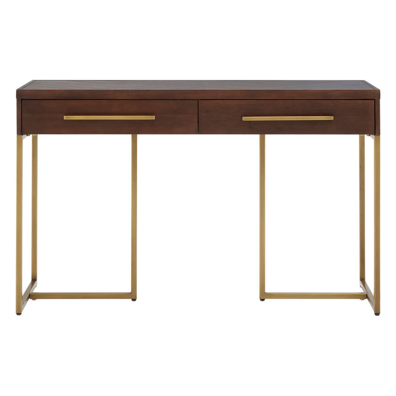 Bancha Dark Wood Console Table with Herringbone Detail Furniture