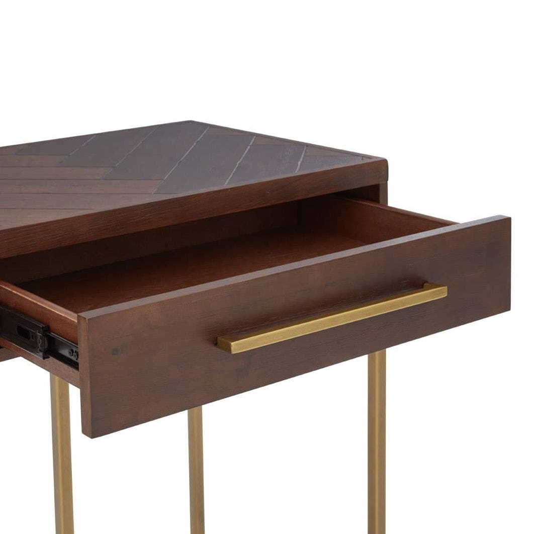 Bancha Dark Wood Console Table with Herringbone Detail Furniture