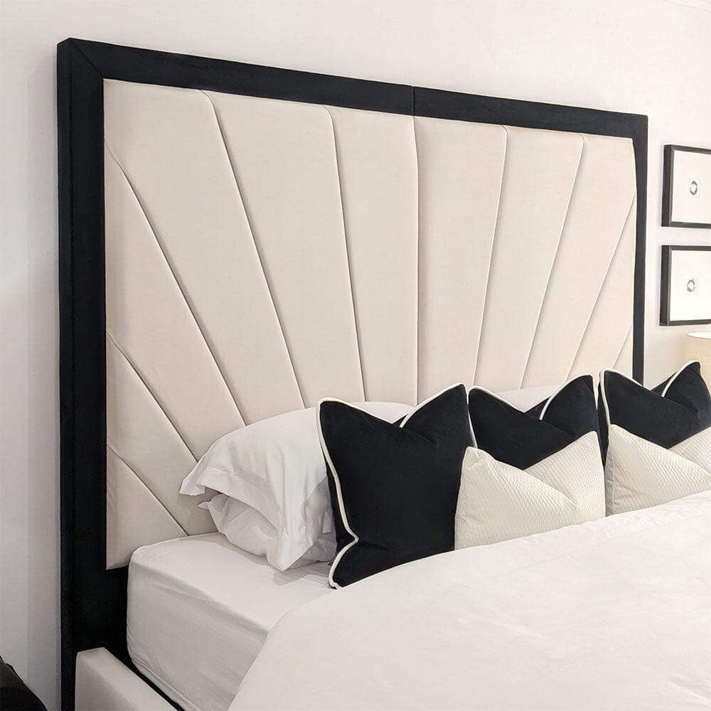 Barcelona Cream & Black Sunburst Ottoman Storage Bed