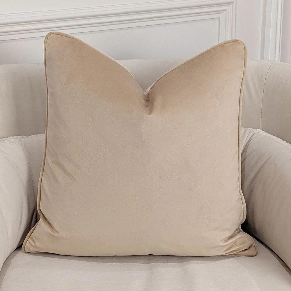 London Champagne Velvet Piped Cushion Cover - 46x46cm