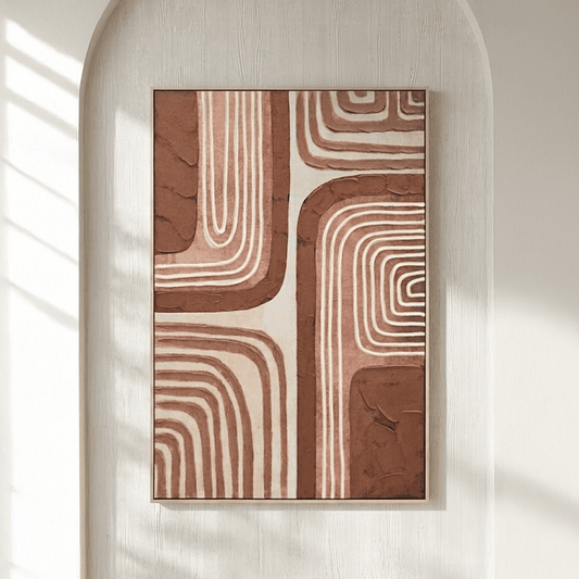 Beaufort Terracotta Layered Patterns Canvas Wall Art Accessories