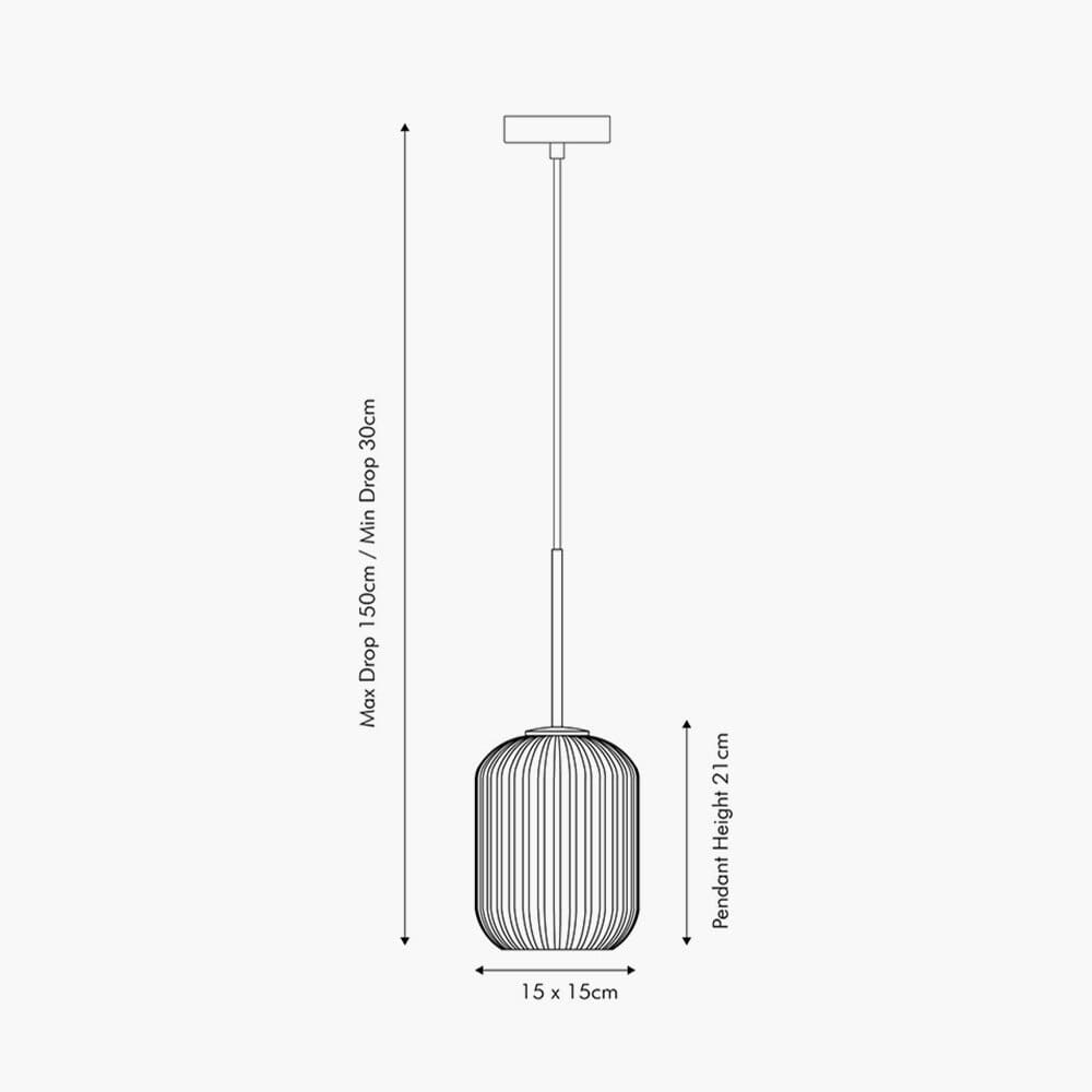 Bellamy White Glass & Gold Ribbed Glass Pendant Ceiling Light Lighting