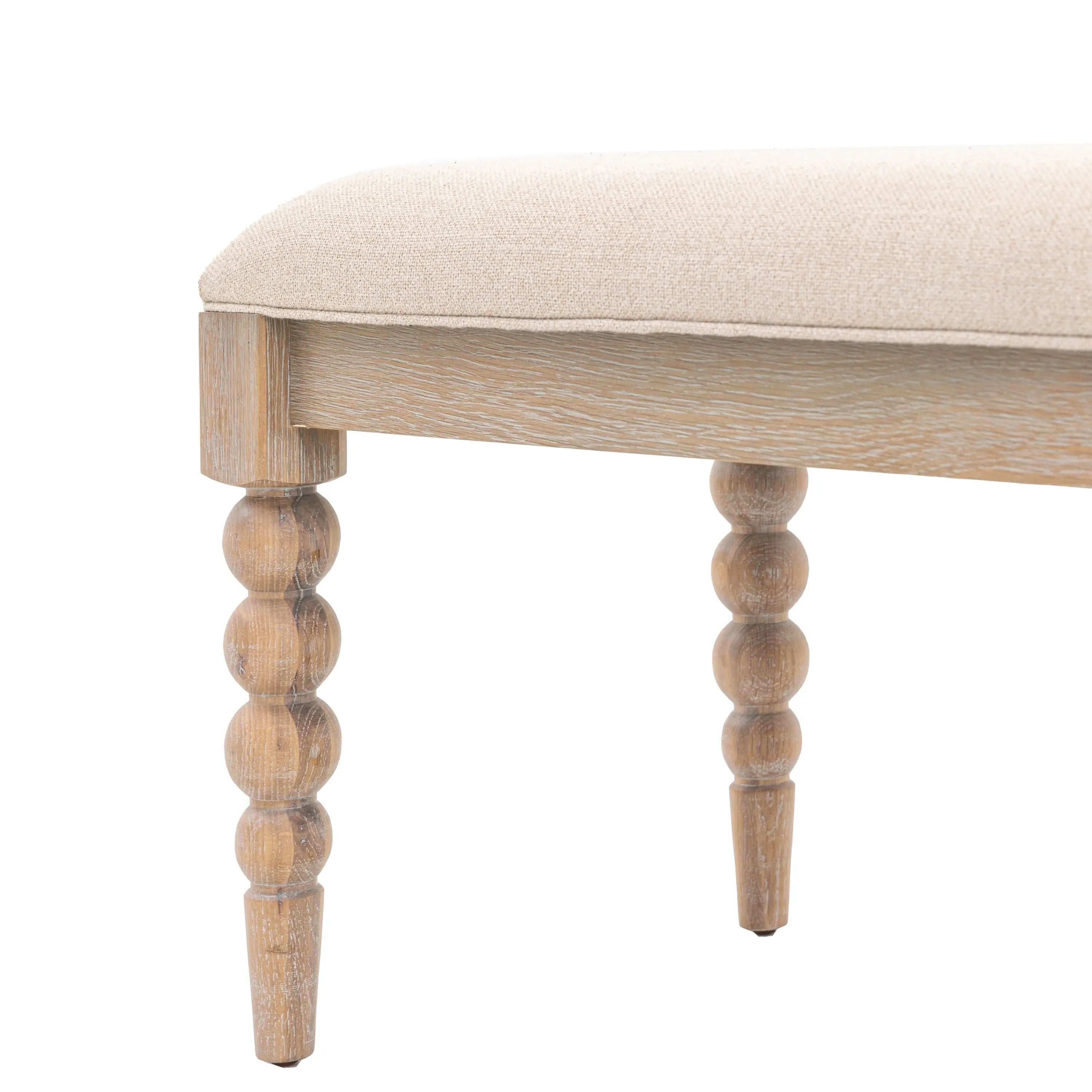 Blenheim Linen Fabric Top Bench with Oak Legs Furniture