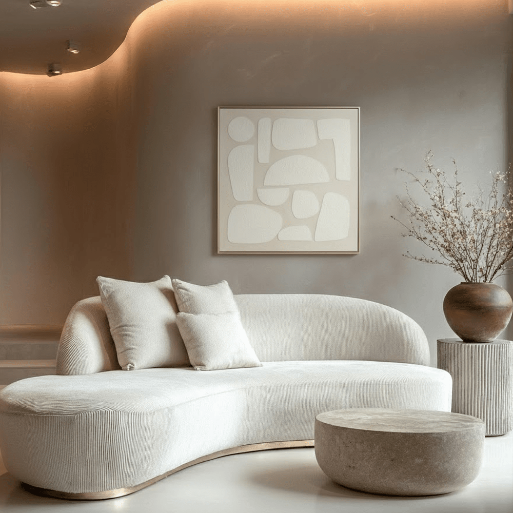 Bola Neutral Abstract Framed Canvas Wall Art Accessories