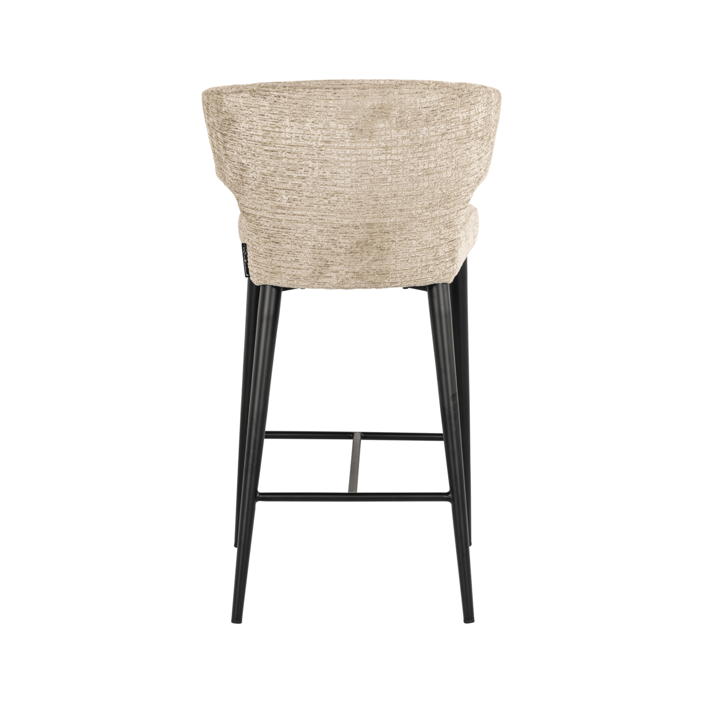 Bourton Beige Chenille Low Bar Stool with Black Legs Furniture