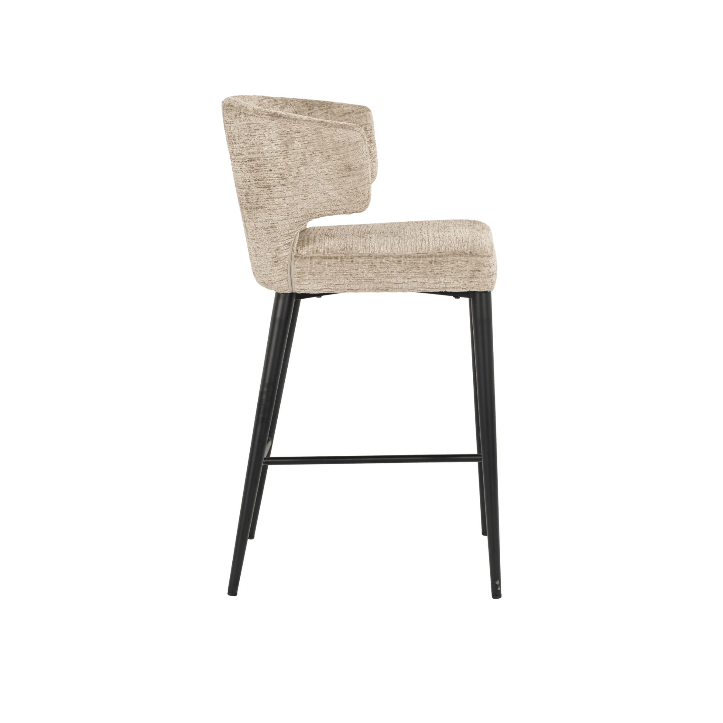 Bourton Beige Chenille Low Bar Stool with Black Legs Furniture