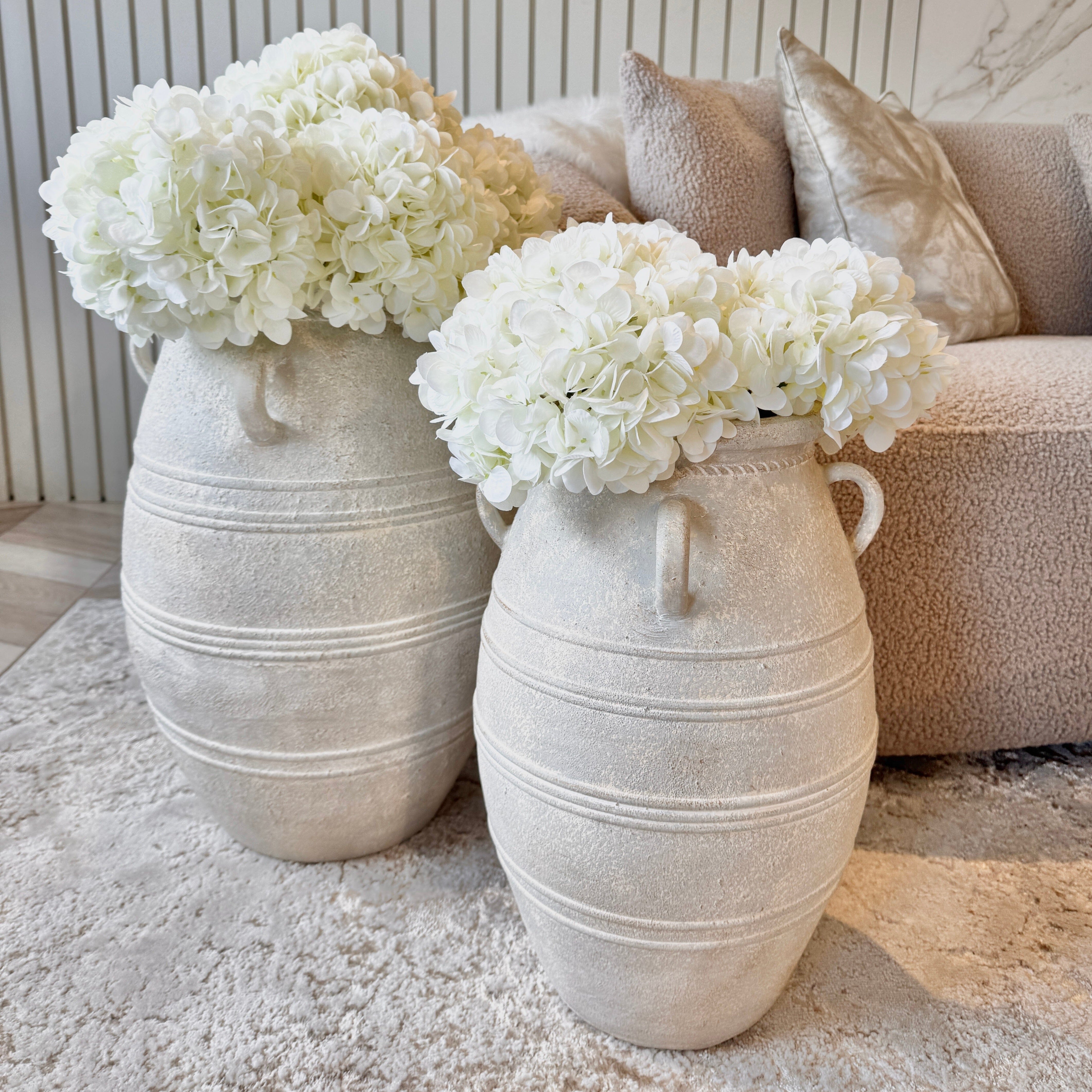 Brianna Medium Grey Wash Decorative Vase with Handles Accessories