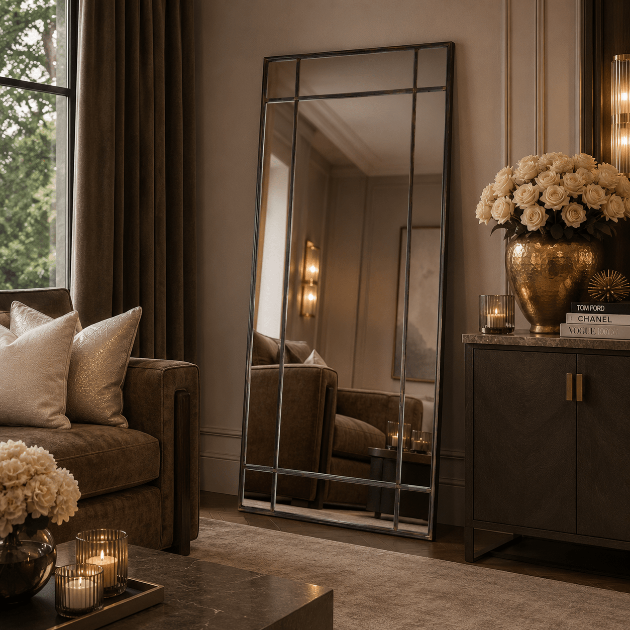 Bronx Floor Standing Antique Bronze Wall Mirror Accessories
