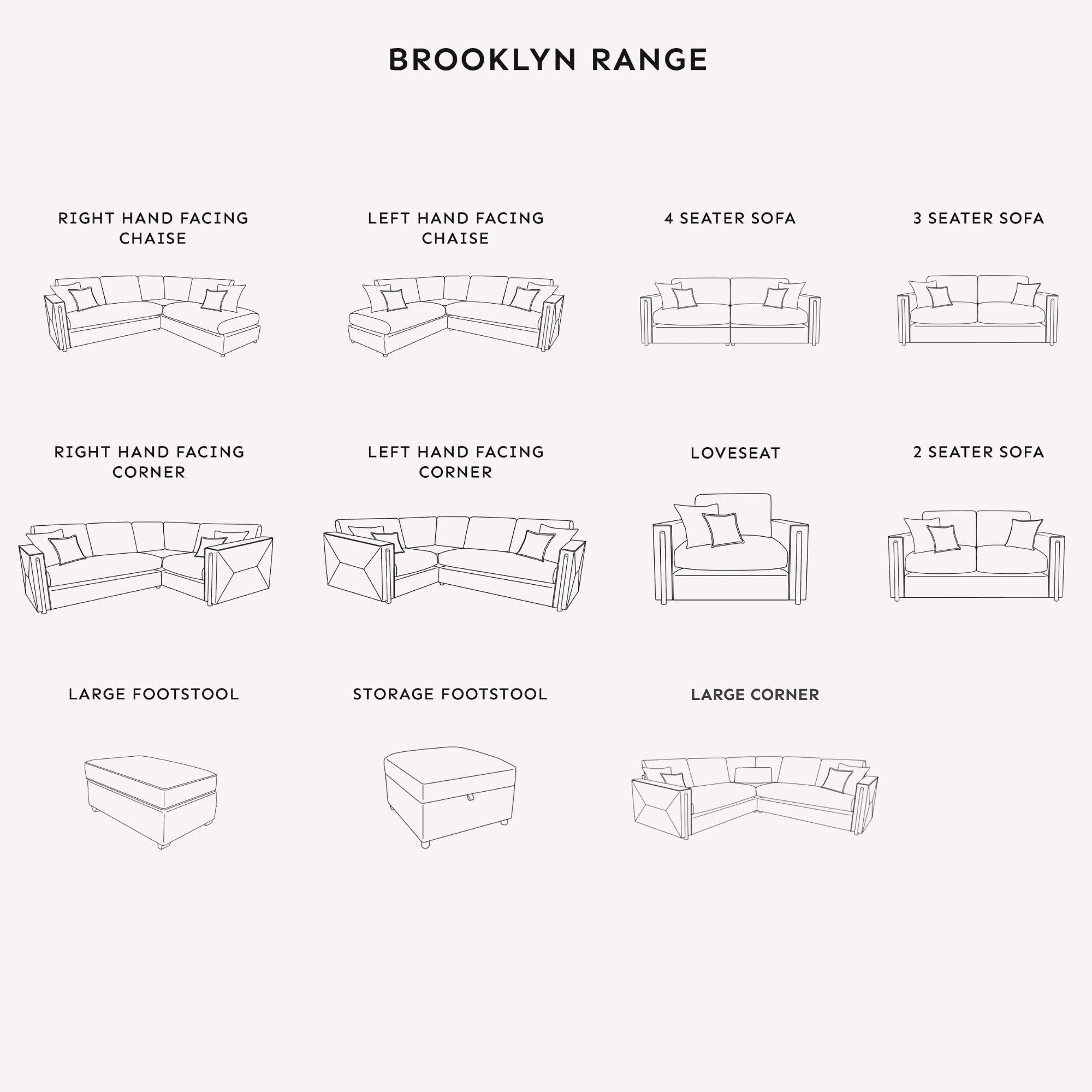 Brooklyn Ivory Textured Chenille Sofa Range with Walnut Leg Detail