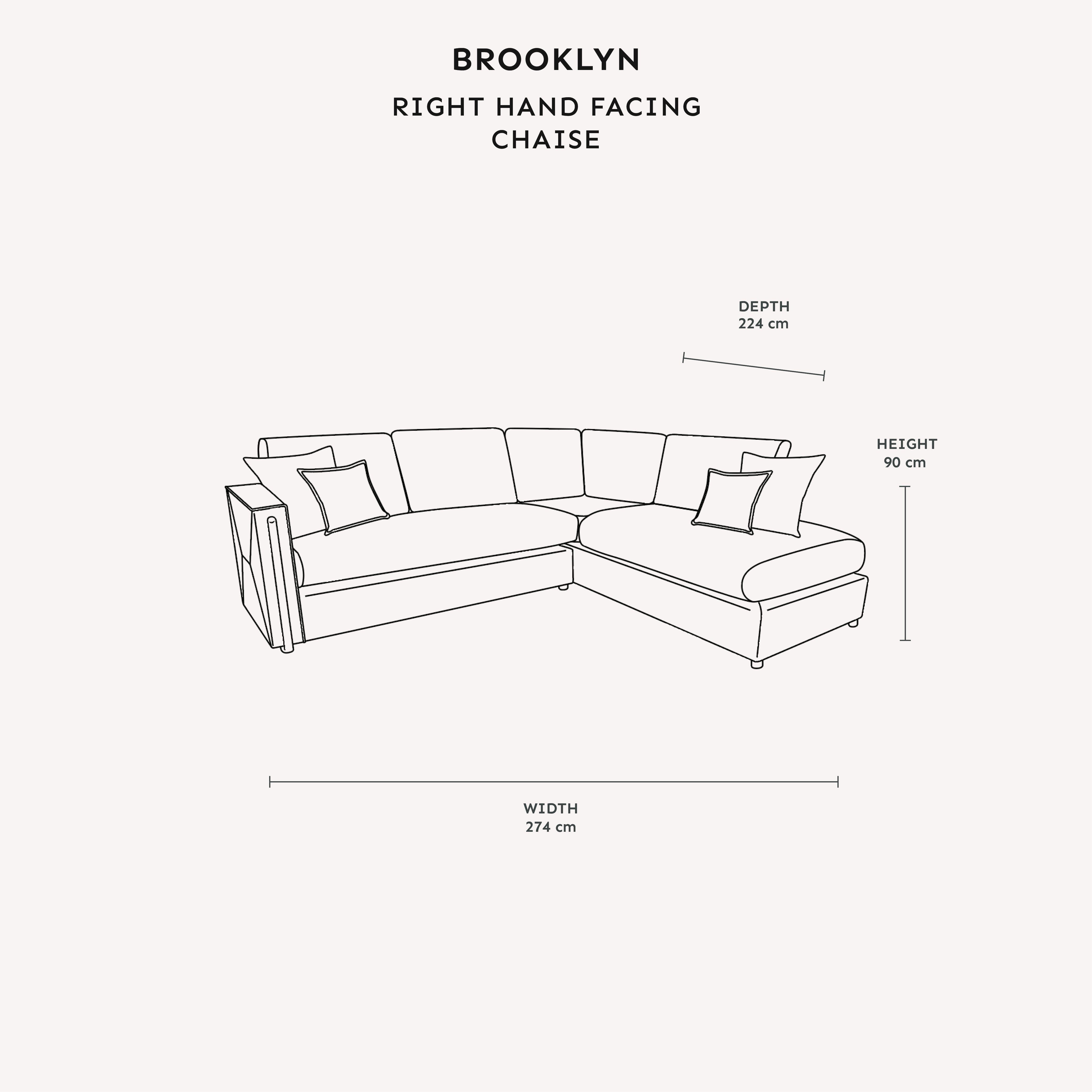Brooklyn Ivory Textured Chenille Sofa Range with Walnut Leg Detail Chaise End Sofa - Right Hand Facing