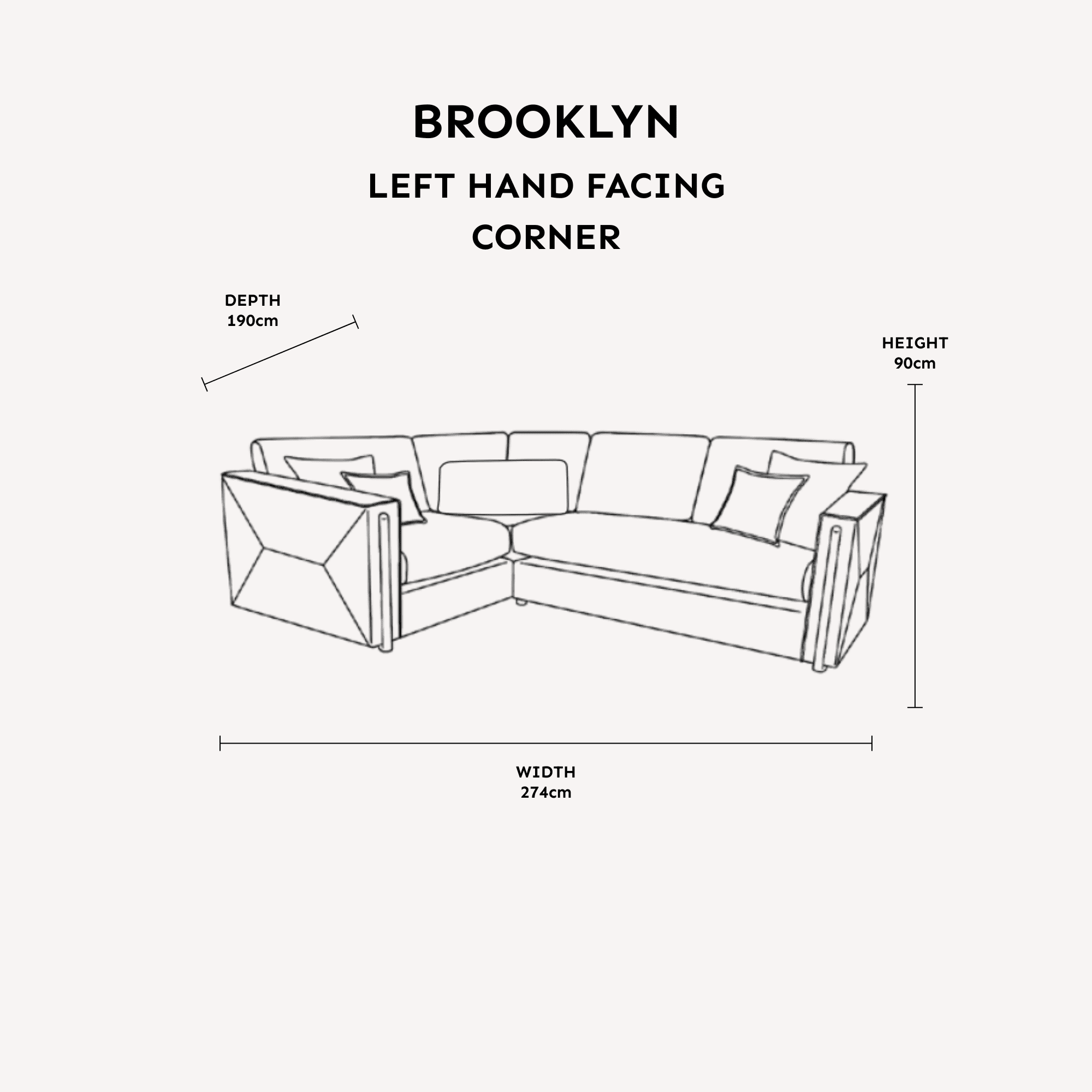 Brooklyn Ivory Textured Chenille Sofa Range with Walnut Leg Detail Corner Sofa - Left Hand Facing