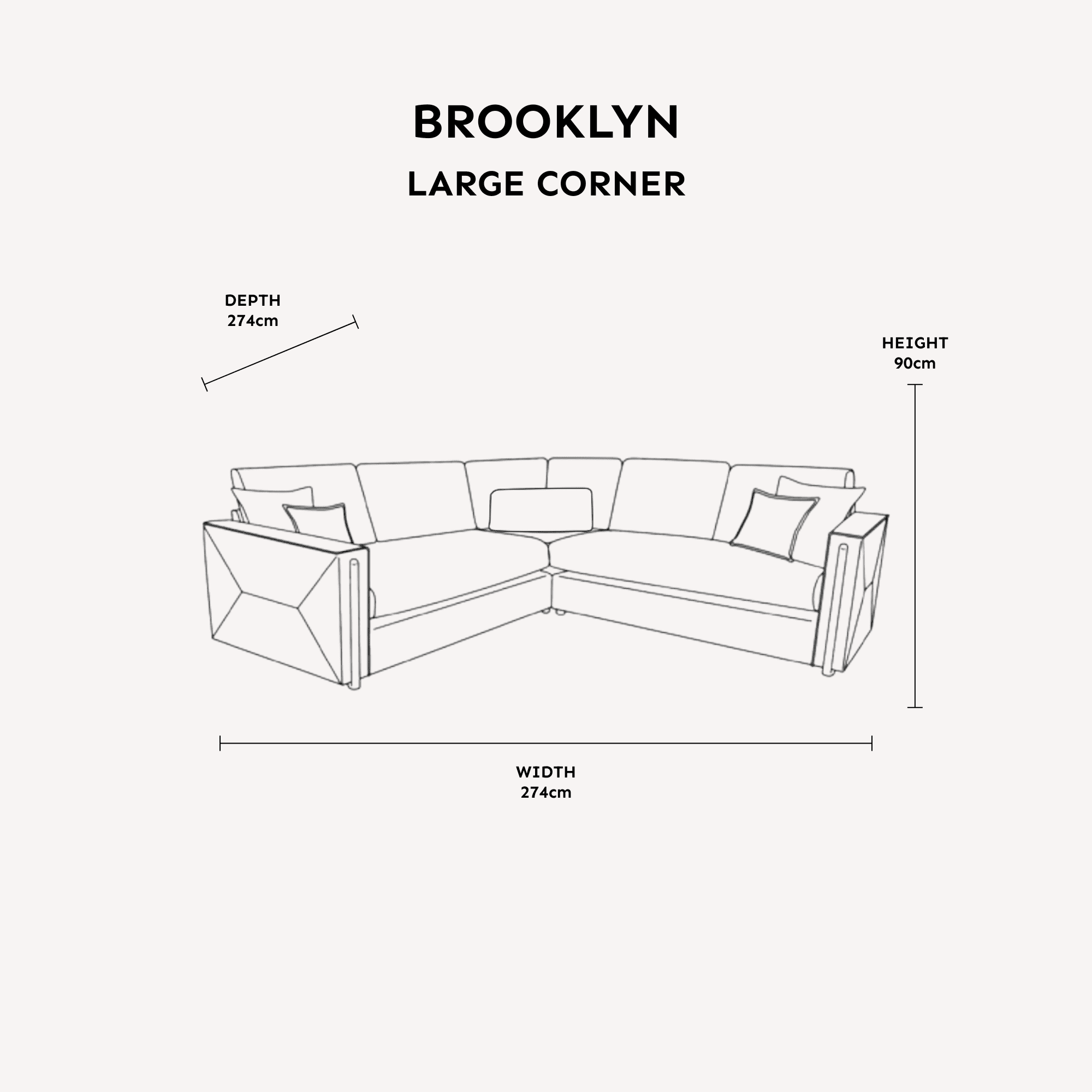 Brooklyn Ivory Textured Chenille Sofa Range with Walnut Leg Detail Large Corner Sofa