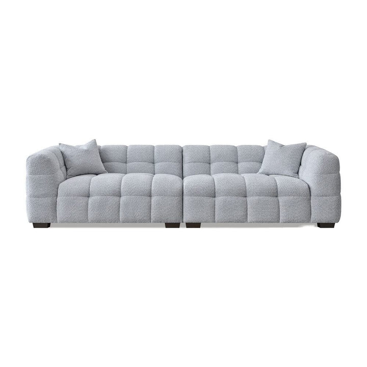 Bubble Tufted Pearl Grey Boucle Chunky Sofa Range Sofa 4 Seater Sofa 