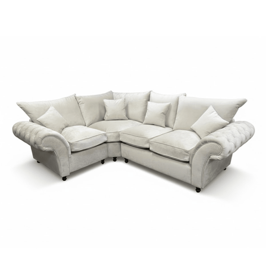 Buckingham Vanilla Velvet Chesterfield Left Hand Facing Corner Sofa Sofa