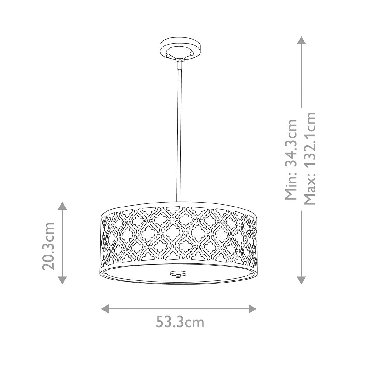 Caitlyn Large Gold Height Adjustable Pendant Ceiling Light Lighting