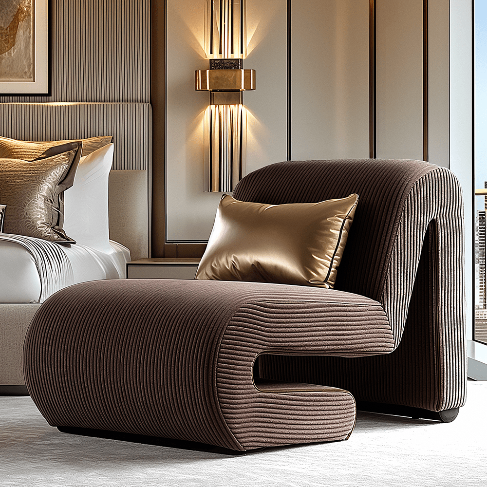 Calliope Brown Corduroy Statement Accent Chair Furniture