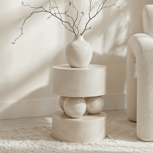 Calliope White Washed Sculptural Side Table Furniture